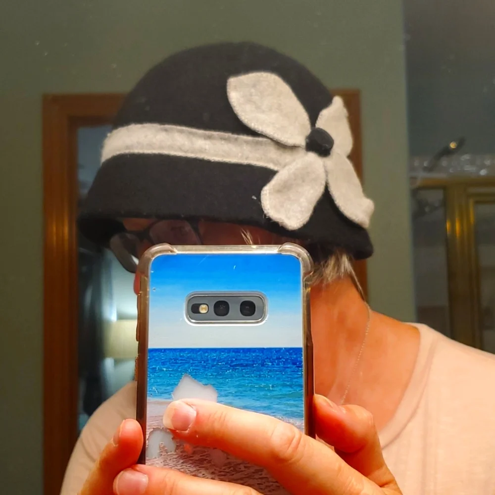 August Woman's Black Wool Fitted Bucket‎ Hat with Flower